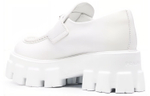 PRADA Brushed Leather Monolith Loafers "White" Women"s