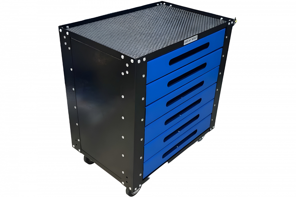 Инструментальная тележка GWT-B6 (6 ящиков, колеса с тормозом, синяя)