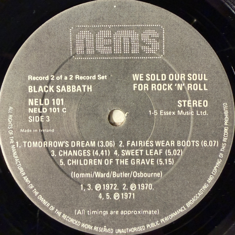 Black Sabbath ‎– We Sold Our Soul For Rock 'N' Roll 2LP (Ирландия 1982г.) Т