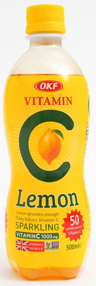 Газированный напиток OKF Vitamin C Lemon Sparkling &quot;Лимон&quot; 0.5л - 20шт