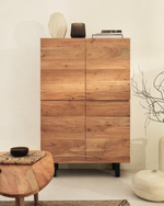 Буфет Uxue из массива акации с беленой отделкой и черной сталью 100 x 155