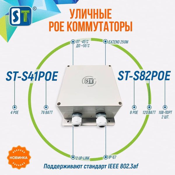 Уличные  PoE коммутаторы ST-S41POE и ST-S82POE