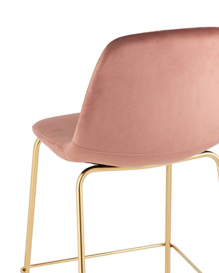 Стул полубарный Валенсия SN, велюр розовый, золотые ножки 2 шт