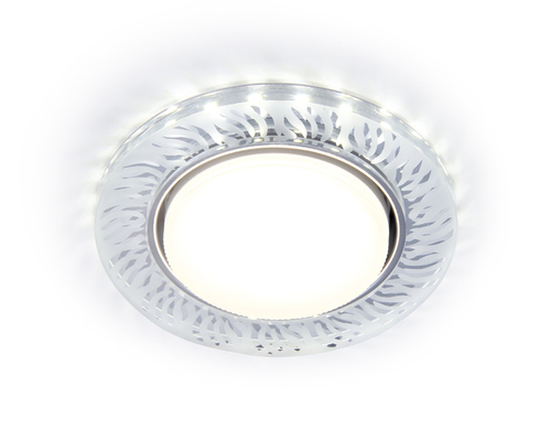 Встраиваемый точечный светильник с LED подсветкой G224 CL/FR прозрачный/матовый GX53+3W(LED COLD) D120*38