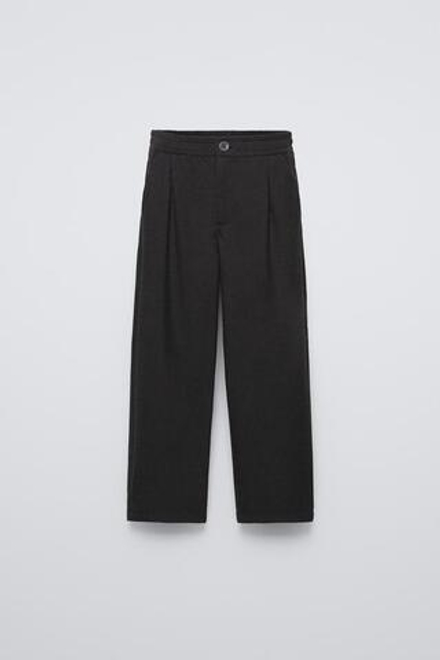 ZARA БРЮКИ С ЗАЩИПАМИ, СЕРЫЙ