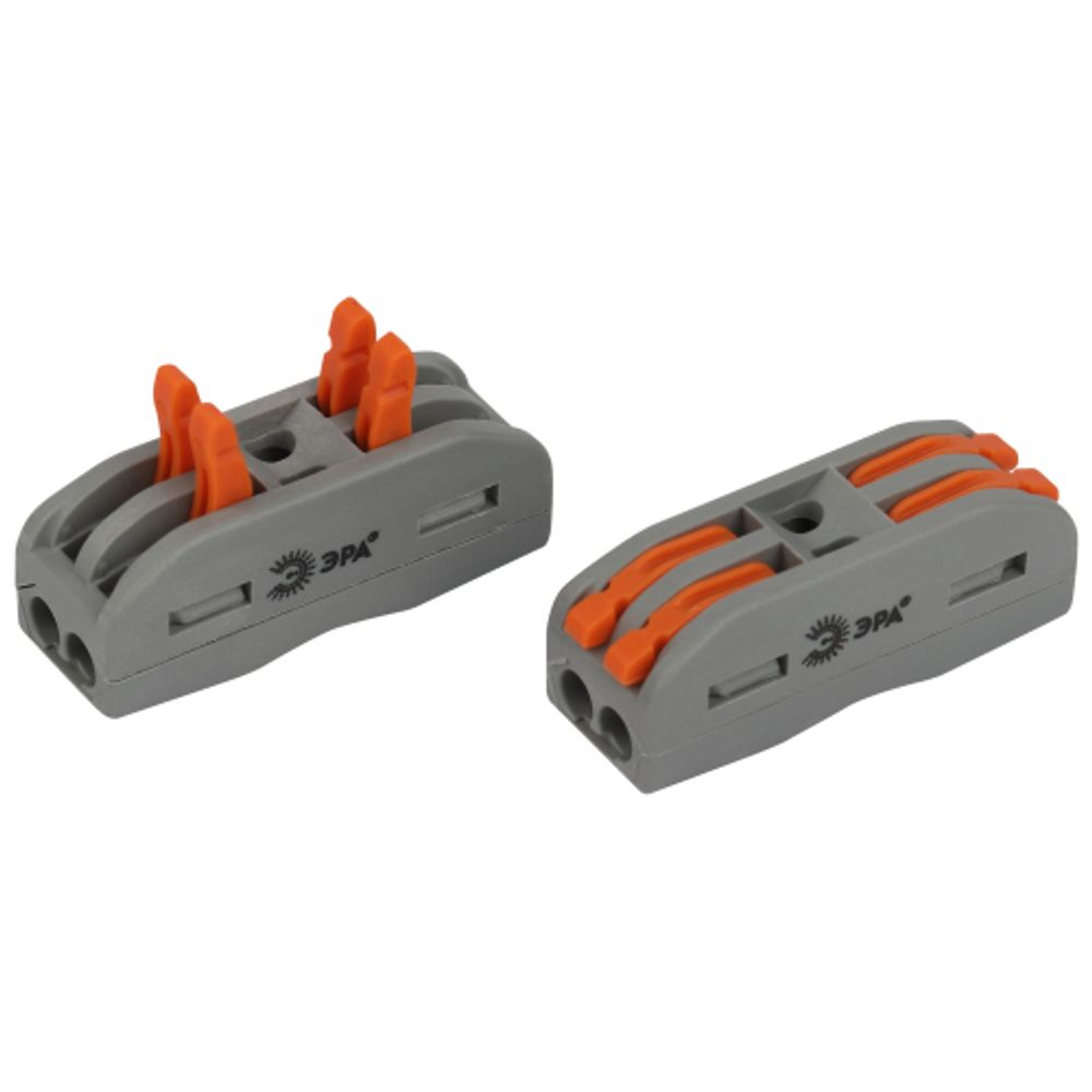 Клемма ЭРА NO-225-449 проходная 222-2412 с рычагами 2 полюса 0.08-2.5/4 мм2 (упаковка 2 шт.) | Клеммы