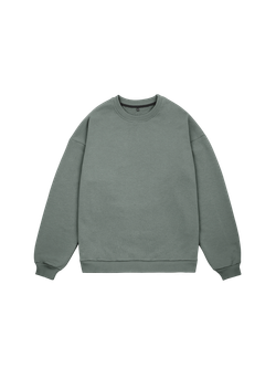 Свитшот оверсайз, без начеса (серо-зеленый)