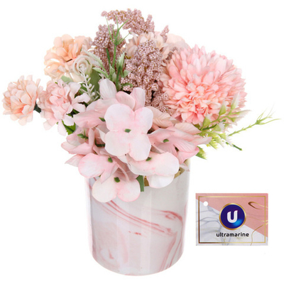 Цветочная композиция «Шарм» розовый 15*21см в керамическом горшке HL-12