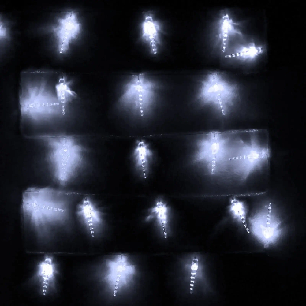 Гирлянда для дома 4,0 м 20 ламп LED с насадками СОСУЛЬКИ, прозрач.пров., 8 реж, IP-20, Белый (возможность соединения)