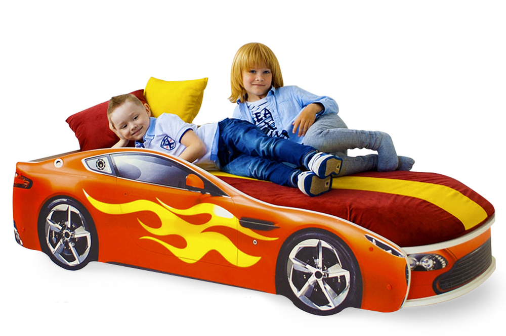 Кровать с матрасом Бельмарко Бондмобиль красный