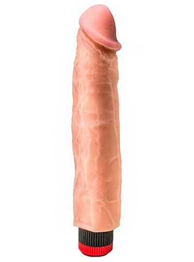 Вибратор-реалистик с розовой головкой ( 23 см) (Цвет: телесный)