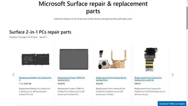 У Microsoft появились в продаже запчасти для устройств Surface