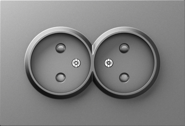 Накладка для розетки 2-й без заземления,  со шторками 16A 250 В~,  сталь,  серия A07