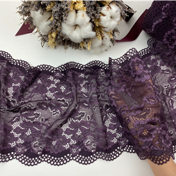 Кружево эластичное бледно-фиолетовое 21 см