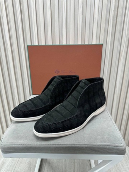 Ботинки Loro Piana Open Walk из нубукового крокодила