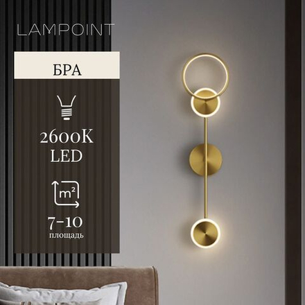 Бра, настенный светильник, ночник LED, Золото