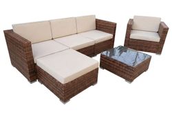 "Даллас" лаунж-зона из искусственного ротанга на 5 персон, цвет коричневый