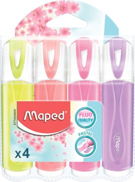 Набор текстовыделителей MAPED FLUO PEP'S CLASSIC 4 цв. 1-5мм, ПАСТЕЛЬ