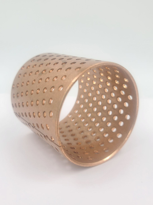 Бронзовая разрезная свертная втулка E92 70x75x80 / Скользящий подшипник / Металлосвертная втулка с перфорацией / для манипуляторов и спец. Техники