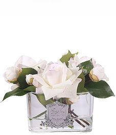 Бело-розовый букет роз в прозрачной овальной вазе, Cote Noire