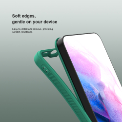 Чехол противоударный зеленого цвета (Dark Green) от Nillkin c поддержкой зарядки MagSafe для Samsung Galaxy S24 FE, серия Super Frosted Shield Pro Magnetic Case
