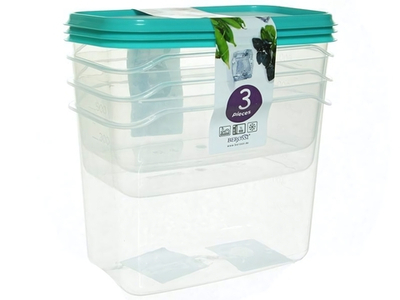 Набор контейнеров для заморозки 3шт (2*0,5л, 1л) "Frost", бирюза