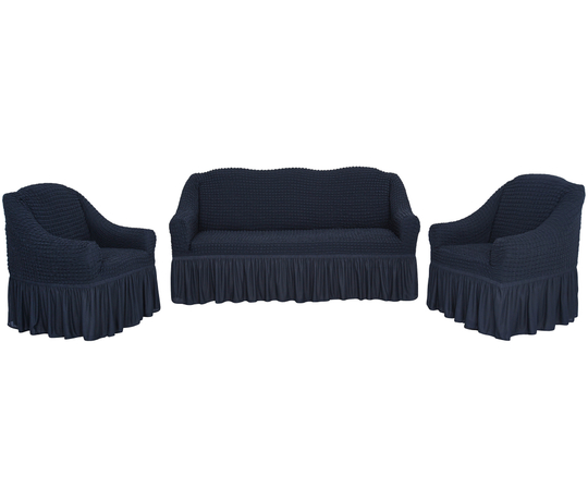 Комплект чехлов на трехместный диван и кресла с оборкой, цвет Антрацит