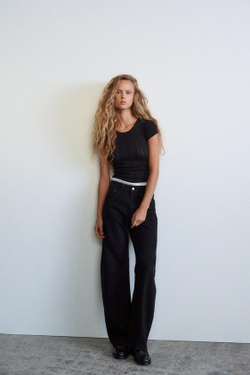 ZARA ДЖИНСЫ TRF С ВЫСОКОЙ ПОСАДКОЙ, ЧЕРНЫЙ