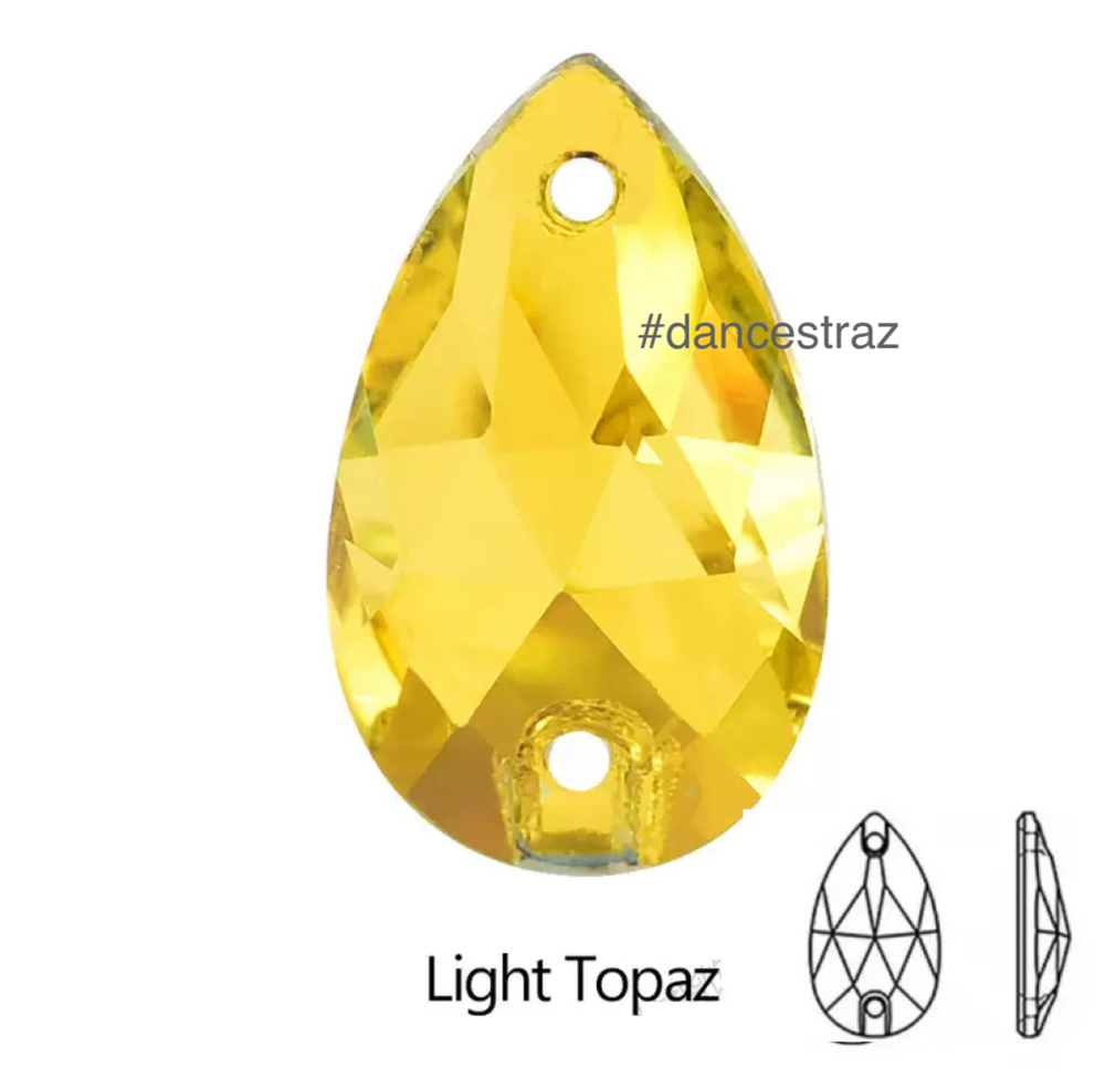 Стразы пришивные, Teardrop, Light Topaz, 226, 16*25mm, (36 ea/pkg), 5A+, (F2)