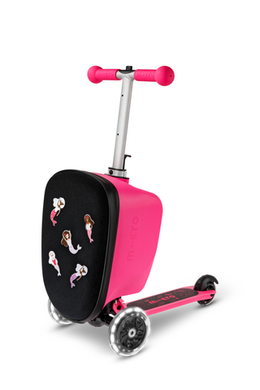 Чемокат Micro Luggage Junior LED розовый с наклейками