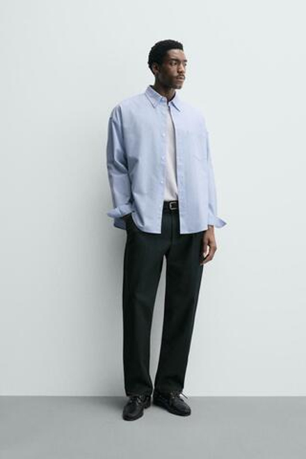 ZARA БРЮКИ СО СКЛАДКАМИ ИЗ РЕЛЬЕФНОЙ ТКАНИ, СЕРЫЙ