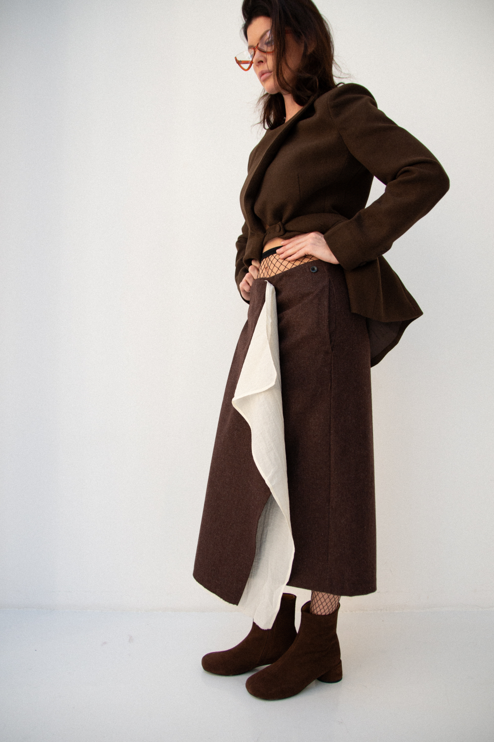 Юбка из шерсти с воланом GLORY