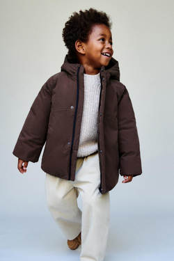 ZARA СТЕГАНАЯ КУРТКА С КАПЮШОНОМ WATER REPELLENT, ТЕМНО-БОРДОВЫЙ