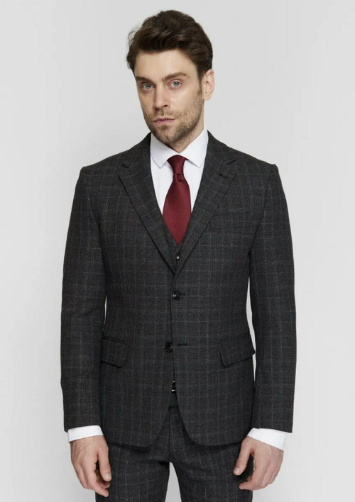 Мужской классический костюм тройка (темно-серый) Б6