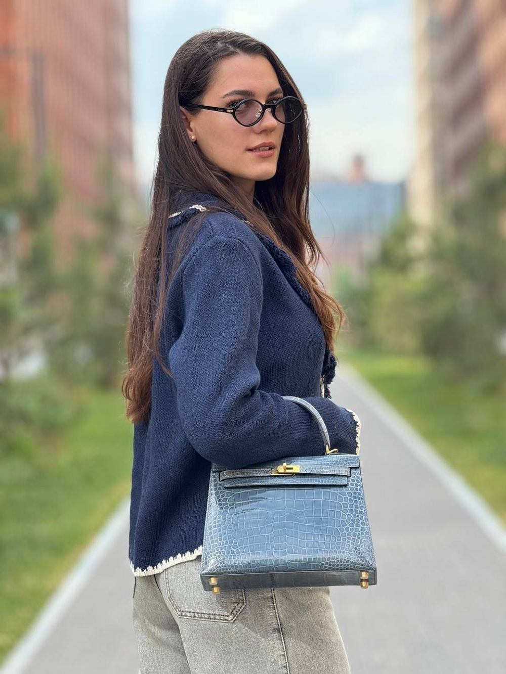 Сумка Hermes из кожи крокодила 25 см