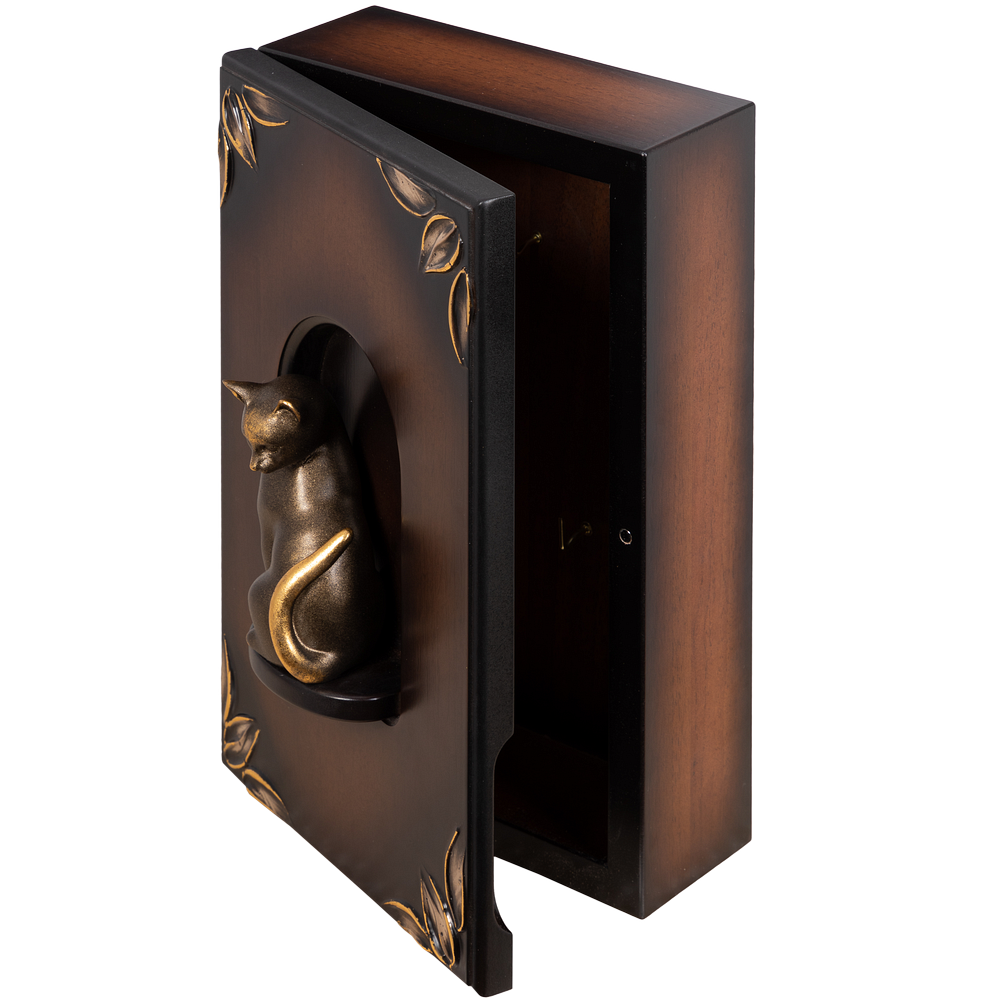 Полка - ключница Кошка Грация Орех Бронза