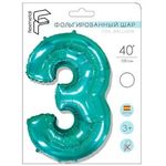 Шар (40"/102 см) Цифра "3" Тиффани в упаковке / Three