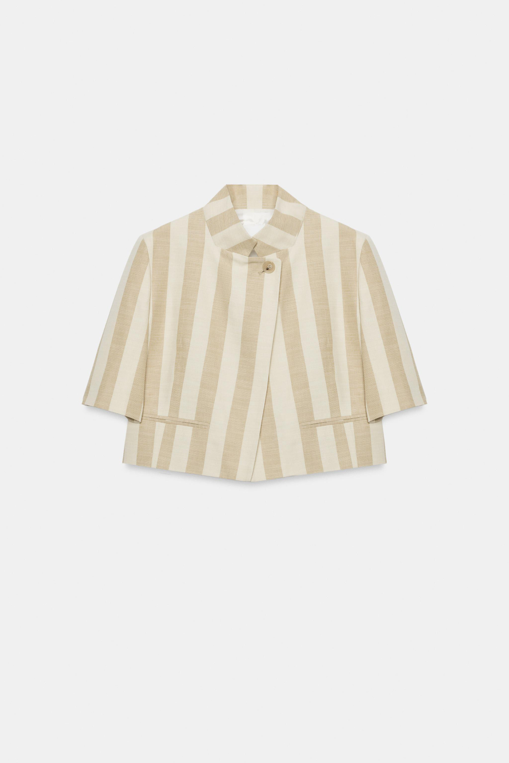 ZARA УКОРОЧЕННЫЙ БЛЕЙЗЕР С КОРОТКИМИ РУКАВАМИ — ZW COLLECTION, ЭКРЮ/БЕЖЕВЫЙ