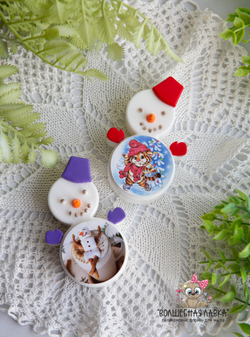 Силиконовая форма Снеговик с наклейкой