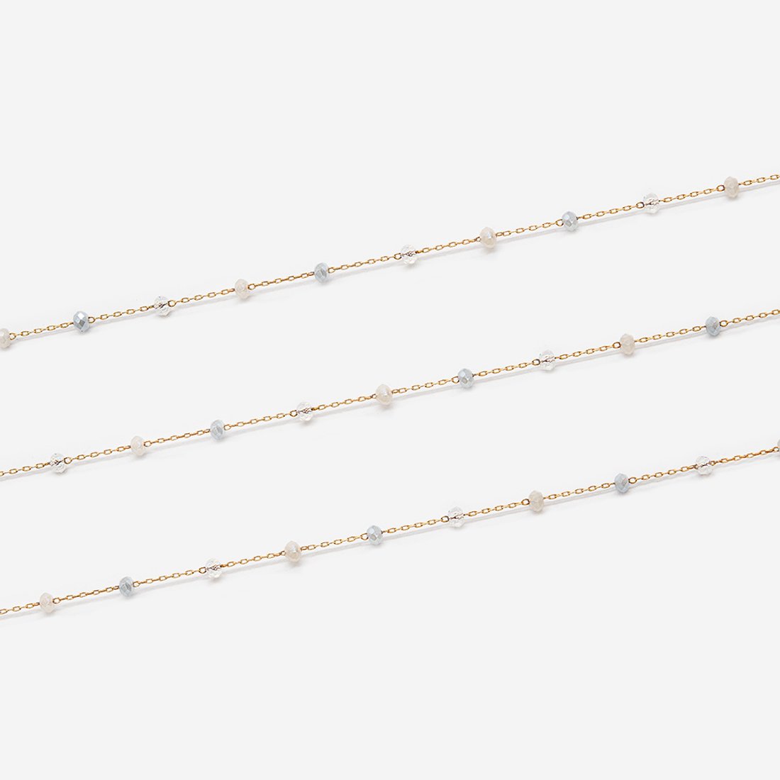 Цепь "Glance", 0,8мм, хрустальные бусины, позолота