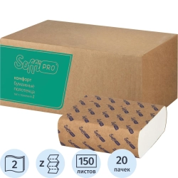 Полотенца бумажные д/дисп SoffiPRO Комфорт Z-сл 2сл 150шт 20пач/уп_10901352