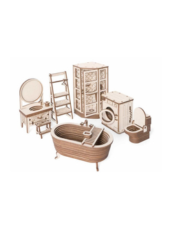 Деревянный конструктор Lemmo МОДЕЛЬ "НАБОР МЕБЕЛИ ВАННАЯ", 129 деталей