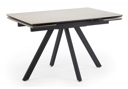 Керамический стол Woodville Вилли 120(180)х80 сarmen light grey, черный, ножки черные