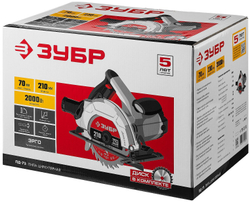 Пила циркулярная ЗУБР ПД-75, глубина пропила 70мм, мощность 2кВт