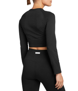 Женская теннисная футболка с длинным рукавом Björn Borg Stockholm Seamless Crop Top W - black beauty