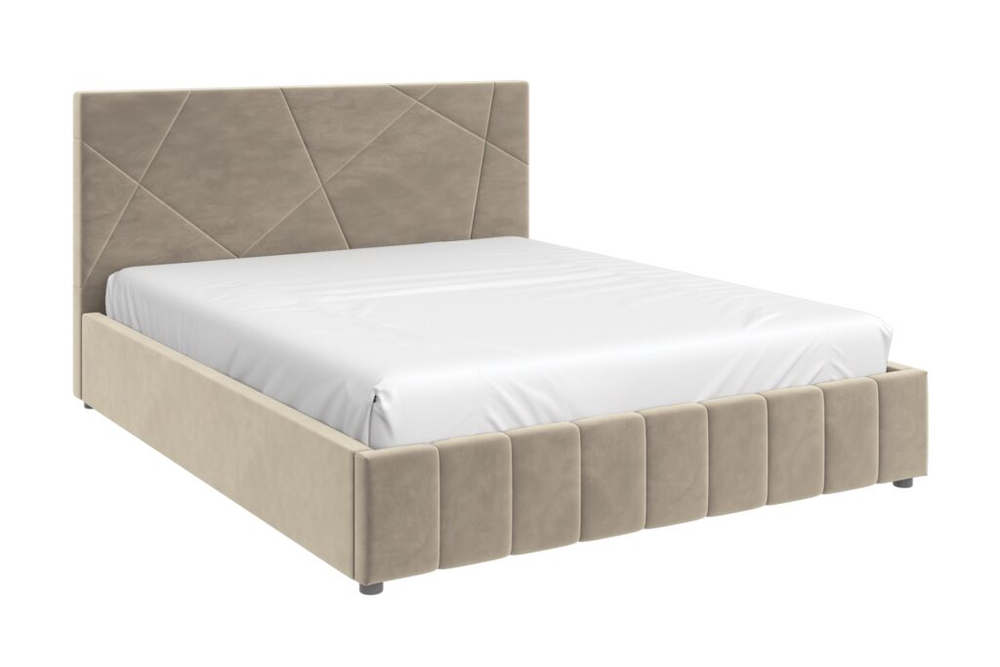 Кровать НЕЛЬСОН отделка АБСТРАКЦИЯ 1,4/ткань ВАРИАНТ 3 (серо-бежевый) без подъёмным механизмом
