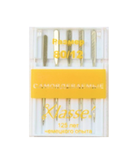 Иглы для бытовых швейных машин самовдеваемые № 80 (с удобной заправкой ушка сбоку)
