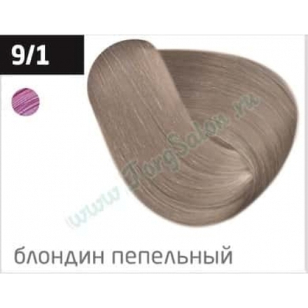 Перманентная крем-краска для волос «Блондин пепельный» 9/1, Ollin Performance, 60 мл.