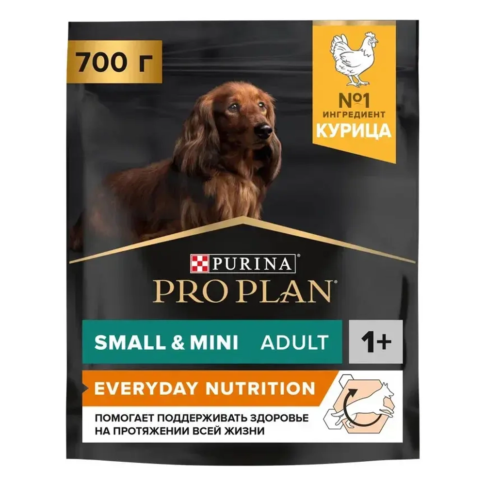 Purina pro plan small & mini сухой корм для взрослых собак миниатюрных и мелких пород с курицей и рисом - 700 г