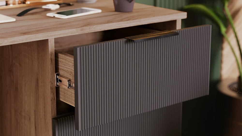 Стол письменный с ящиками Дуб Крафт Табачный/Холст Вулкан 110,2х50х75 см